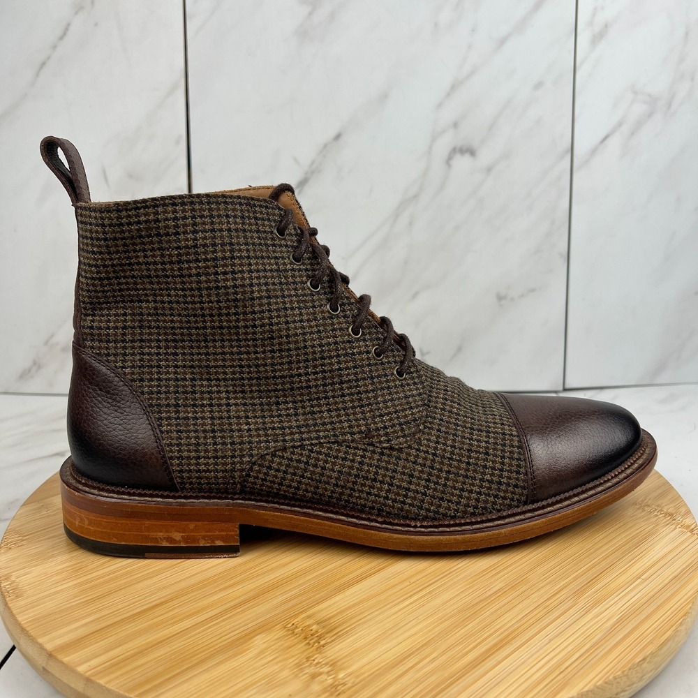 Taft The Jack Mens Size 7 [EU 40] Houndstooth Tweed Wool Cap Toe Boots Shoes